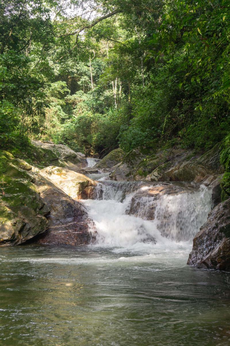 Natural pool of Pozo Azul with its staged waterfalls Natural pool of Pozo Azul with its staged waterfalls