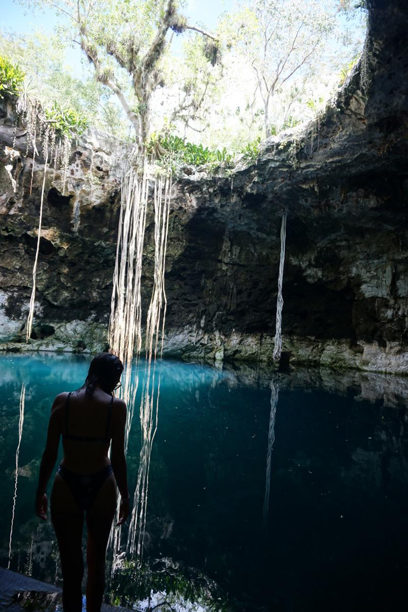 Admiring the crystal clear water.