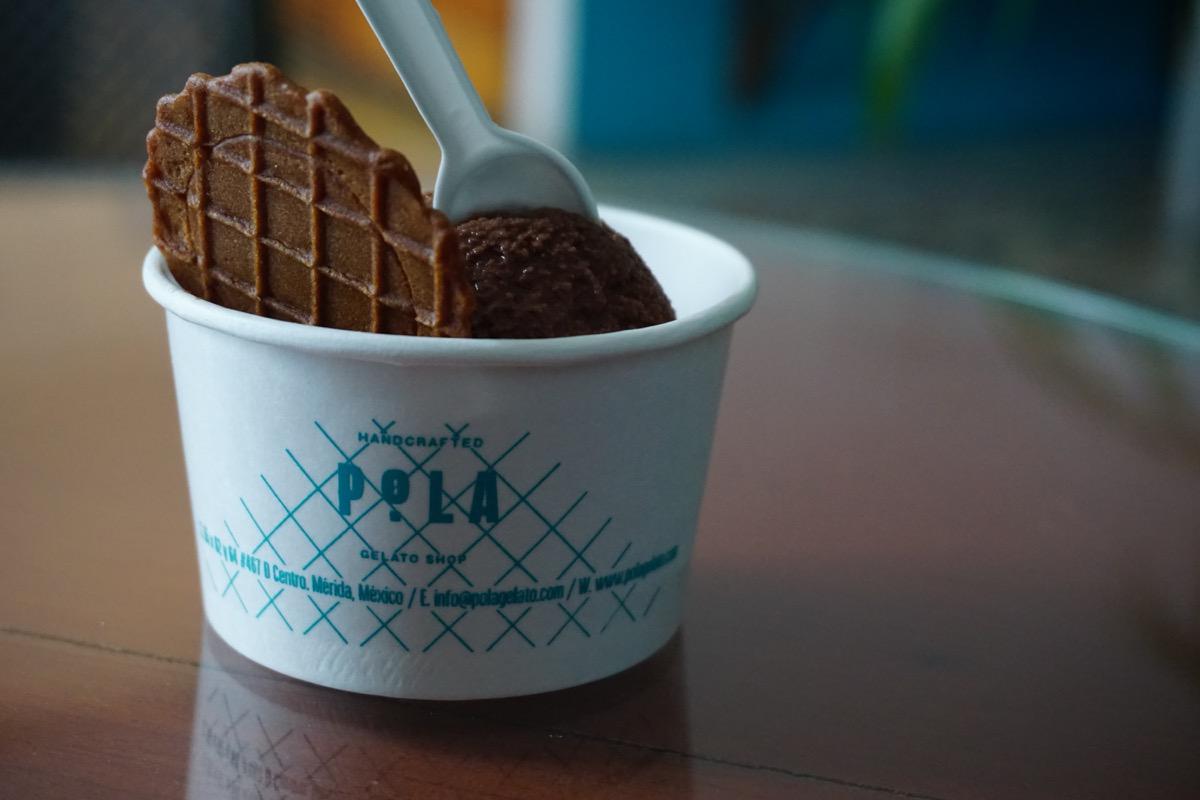 Delicious chocolate gelato at Pola.